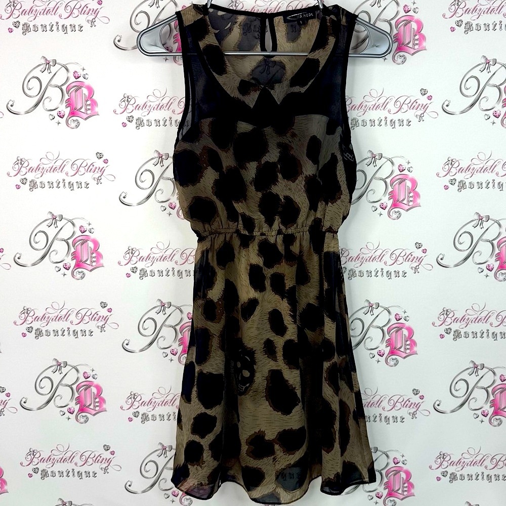 Cur Moda dress Leopard Print skulls cheetah animal print Mini Dress y2k
